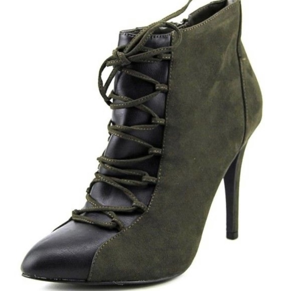 Style & Co. Shoes - Style & Company Casie Olive Green & Black Suede/ Leather Bootie Boot. Size 9